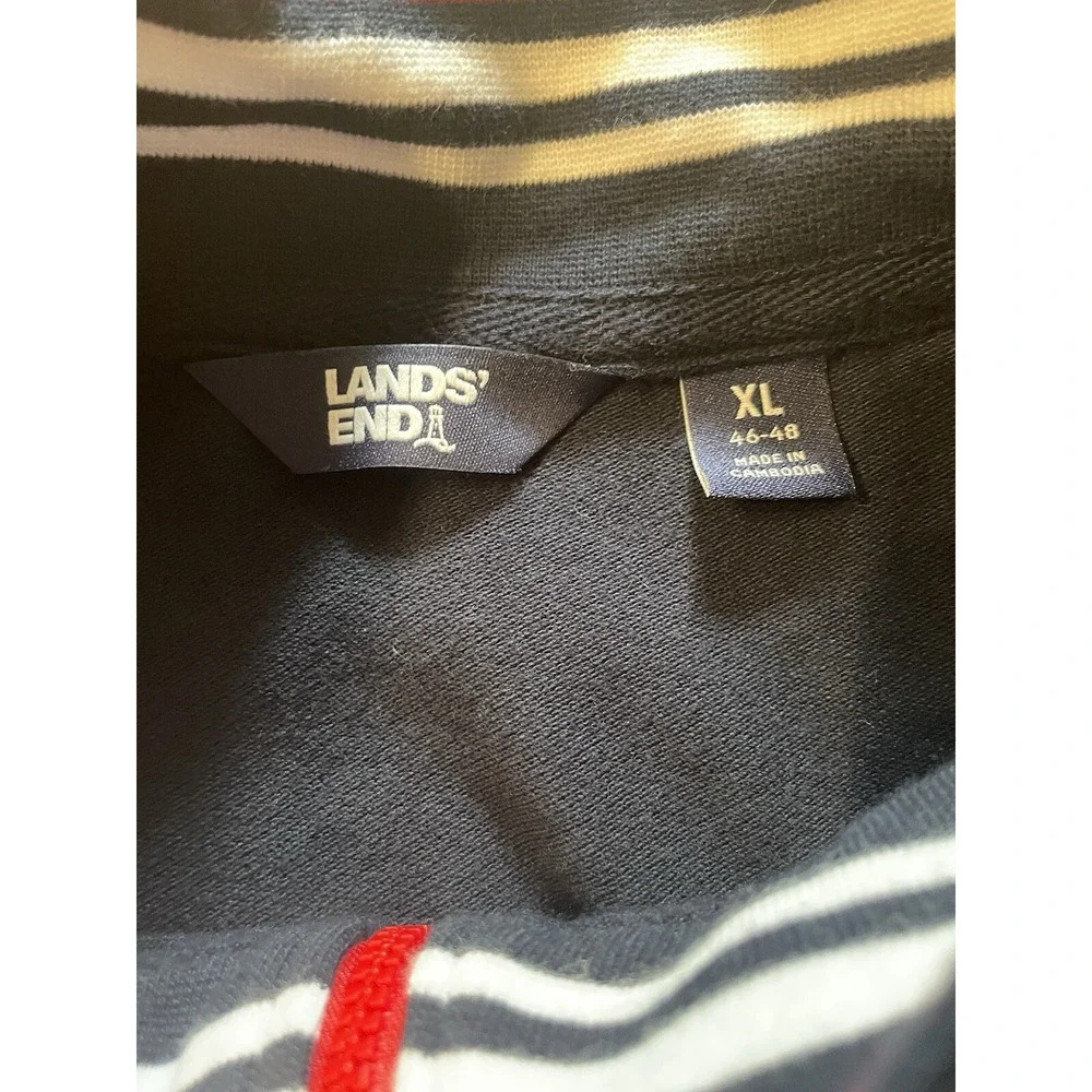 Lands End Quarter Zip Pullover‎ Mens XL Blue Nautical Collegiate Preppy Layering